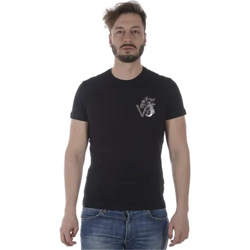 VJ Flow Slim MC T-Shirt für Herren , Herren, Größe: 2XL - Versace Jeans Couture - Modalova