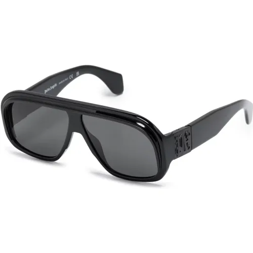 Schwarze Sonnenbrille mit Original-Etui , Damen, Größe: 63 MM - Palm Angels - Modalova