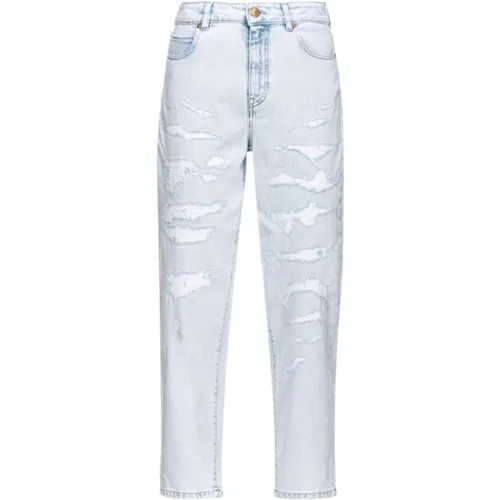 Leichte Mom-Fit Jeans mit Rissen , Damen, Größe: W28 - pinko - Modalova