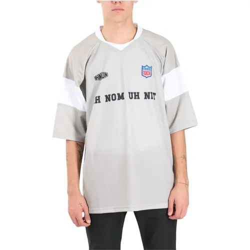 Mesh V-Ausschnitt T-Shirt mit Logo , Herren, Größe: M - IH NOM UH NIT - Modalova