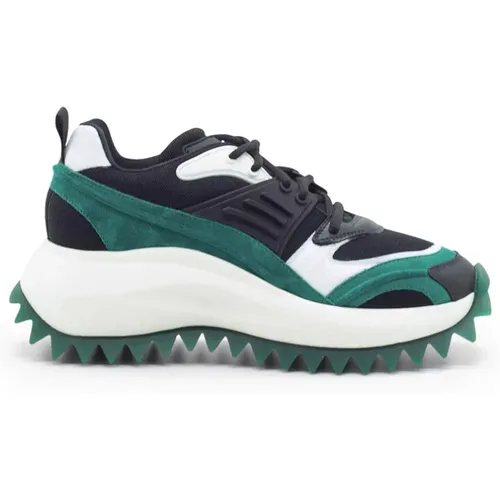 Black/Green/White Running Shoe in Nubuck, Leather, and Mesh , female, Sizes: 5 UK, 4 UK, 6 UK, 3 UK - Vic Matié - Modalova