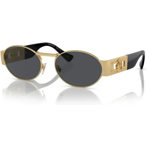 Mattgoldene Sonnenbrille - Unisex-Stil - Versace - Modalova