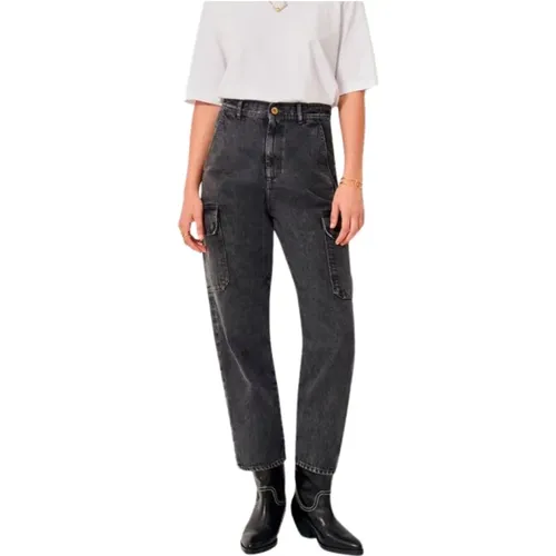 Stonewashed High Waist Cargo Jeans , Damen, Größe: L - Sessun - Modalova