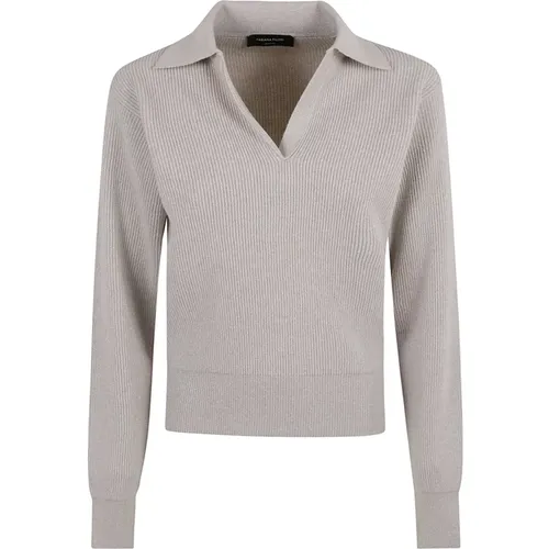 Greige V-Neck Sweater Aw24 , female, Sizes: M, XS, 2XS - Fabiana Filippi - Modalova