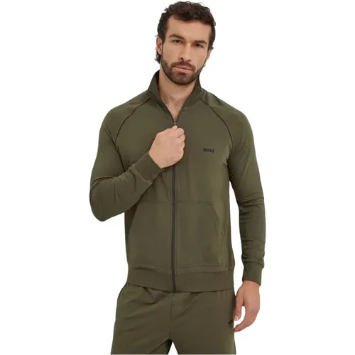 Stretch Baumwoll Reißverschluss Jacke - Grün - Hugo Boss - Modalova