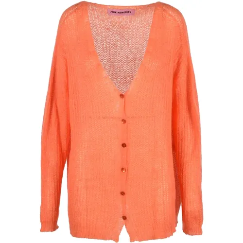 Weicher Mohair-Mix Cardigan , Damen, Größe: 2XS - Pink Memories - Modalova