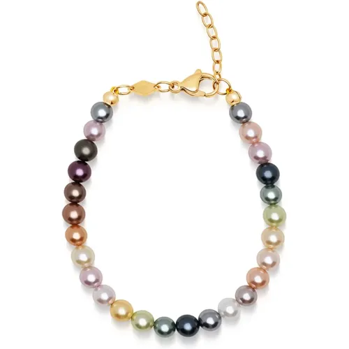 Rainbow Freshwater Pearl Bracelet , male, Sizes: M, L, XL - Nialaya - Modalova