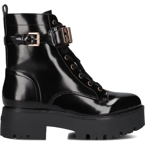 Stilvolle schwarze Schnürstiefel , Damen, Größe: 36 EU - Guess - Modalova