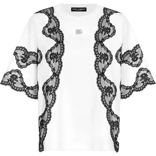 Stylish T-Shirt with F8V17Zhu7H8W0800 Design , female, Sizes: S, XS - Dolce & Gabbana - Modalova