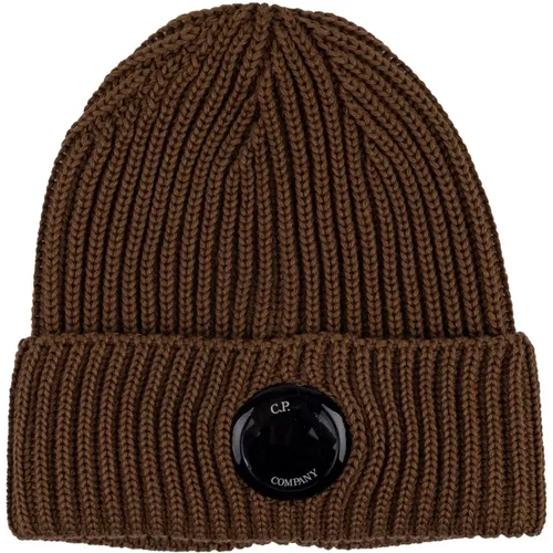 Men's Wool Beanie with Front Lens Detail , male, Sizes: ONE SIZE - C.P. Company - Modalova