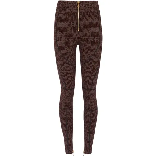 Leggings aus Monogramm-Strick - Balmain - Modalova