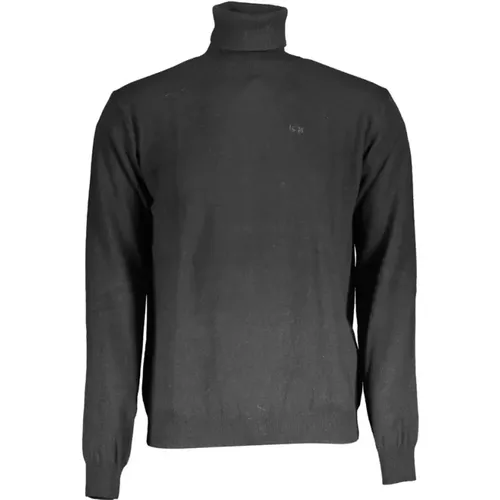 Eleganter schwarzer Rollkragenpullover mit Stickerei , Herren, Größe: 2Xl/3Xl - LA MARTINA - Modalova