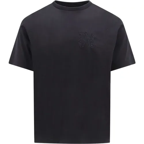 Embroidered Logo Cotton T-Shirt , male, Sizes: L, XL - Palm Angels - Modalova