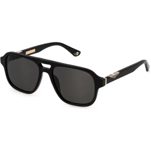 Schwarze Sonnenbrille mit Rauchgläsern , unisex, Größe: 56 MM - Police - Modalova