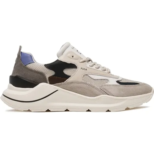 Grey Sneakers with Ivory and Black Leather Details , male, Sizes: 6 UK - D.a.t.e. - Modalova