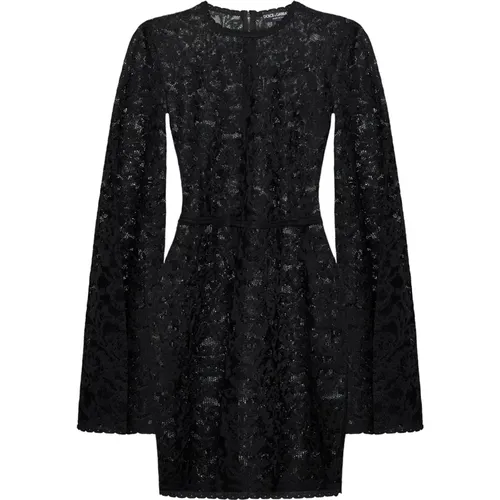 Schwarzes Mini Kimono Ärmel Kleid - Dolce & Gabbana - Modalova