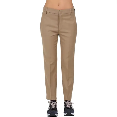 Stretch Flannel Zip Pants , female, Sizes: W28, W30, W29 - Dondup - Modalova