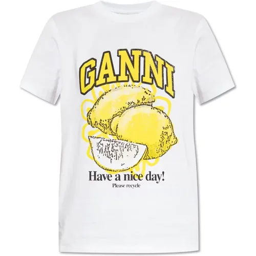T-Shirt mit Logo , Damen, Größe: S - Ganni - Modalova