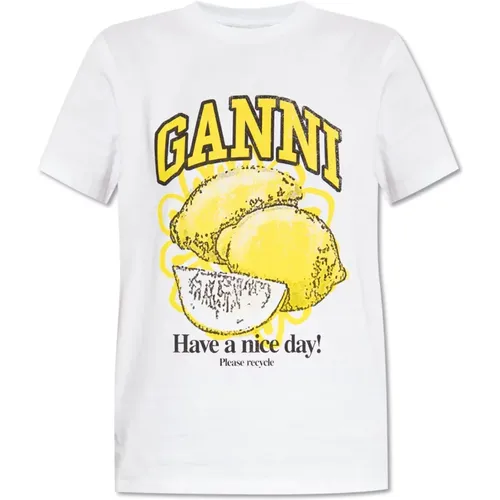 T-Shirt mit Logo Ganni - Ganni - Modalova