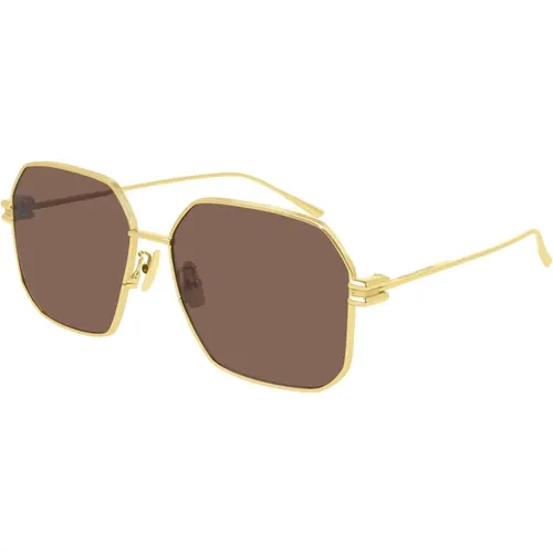 Gold/Brown Sunglasses Bv1047S , female, Sizes: 59 MM - Bottega Veneta - Modalova