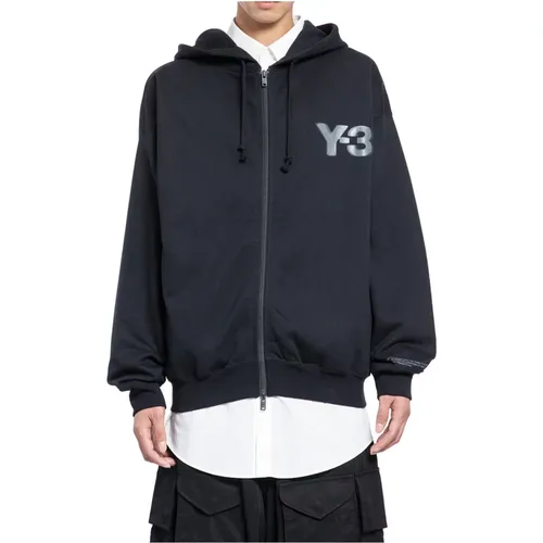 Schwarzer Logo Zip Hoodie Oversized Fit , Herren, Größe: 2XL - Y-3 - Modalova