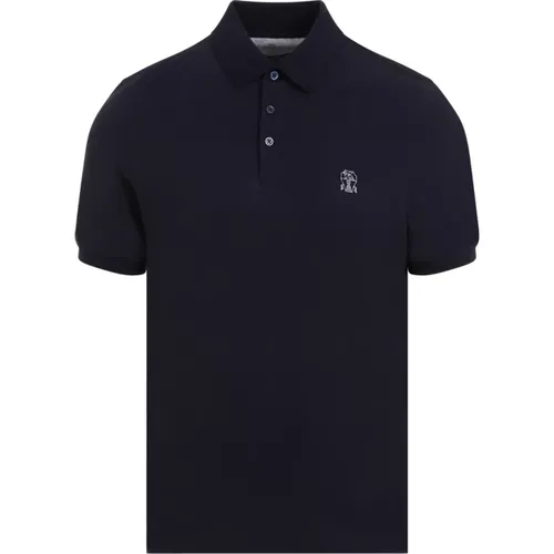 Kobalt Grau Polo , Herren, Größe: S - BRUNELLO CUCINELLI - Modalova