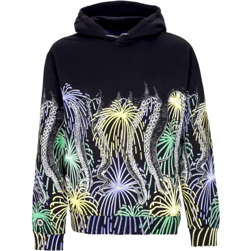 Schwarzer Fireworks Hoodie mit Tentakeln , Herren, Größe: XL - Octopus - Modalova