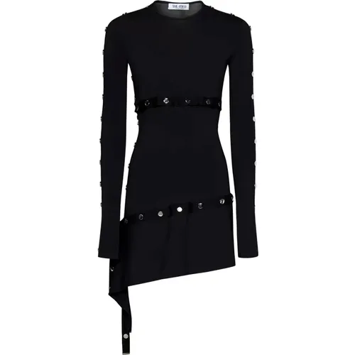 Schwarzes Asymmetrisches Mini-Kleid mit Logo-Details - The Attico - Modalova