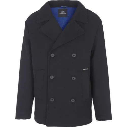 Wool Blend Double-Breasted Coat , male, Sizes: 2XL - Armani Exchange - Modalova