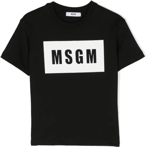 Schwarzes Baumwoll-Jersey Jungen T-Shirt - Msgm - Modalova