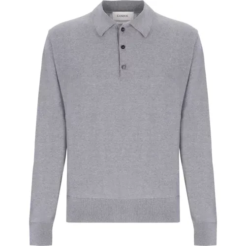 Long Sleeve Polo Shirt In Cashmere Wool Blend , male, Sizes: L, 2XL, M, XL, S - Laneus - Modalova