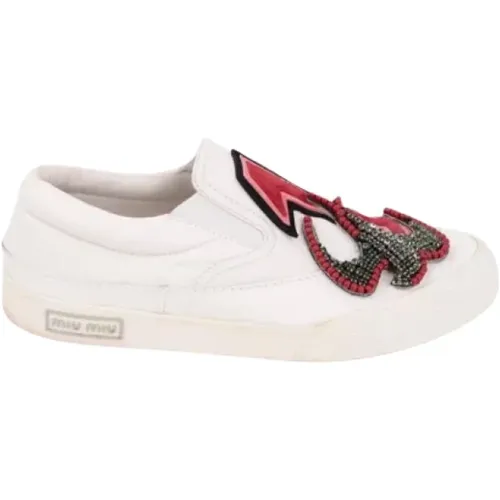 Pre-owned Leather sneakers , female, Sizes: 3 UK - Miu Miu Pre-owned - Modalova