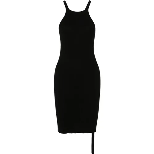 Schwarzes Baumwoll-Jersey-Kleid mit Riemen , Damen, Größe: M - Rick Owens - Modalova