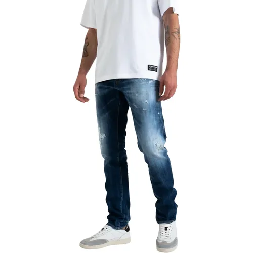 Stylische Jeans mit Lederapplikationen , Herren, Größe: XL - Dsquared2 - Modalova