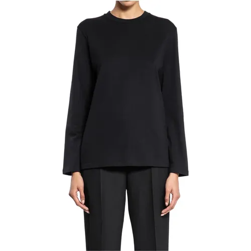 Schwarzes Langarmshirt mit Druck , Damen, Größe: M - Jil Sander - Modalova