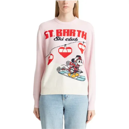 Abstract Multicolour Ski Club Sweater Logo , female, Sizes: M, S - MC2 Saint Barth - Modalova