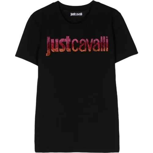Logo T-shirt , female, Sizes: XS, S - Just Cavalli - Modalova