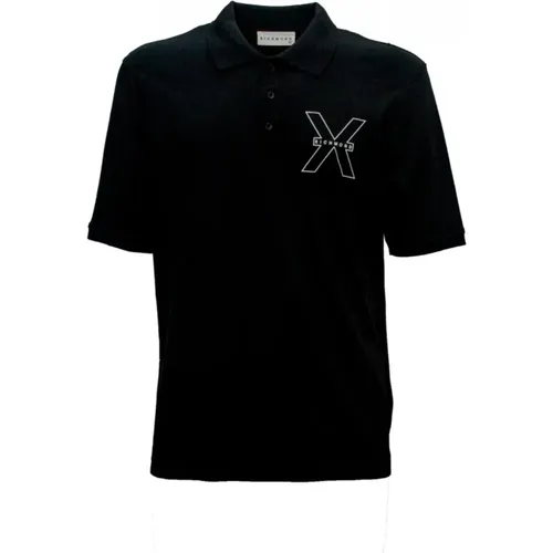 Schwarzes Baumwoll-Polo-Shirt Ump24207P0 A8 , Herren, Größe: 2XL - John Richmond - Modalova