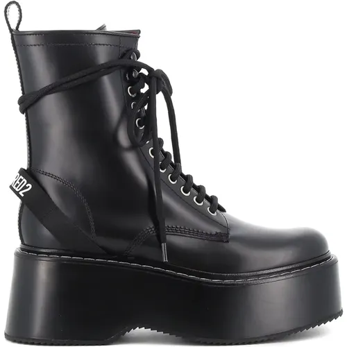 Leather Lace Up Ankle Boots , female, Sizes: 3 1/2 UK, 8 UK, 3 UK - Dsquared2 - Modalova