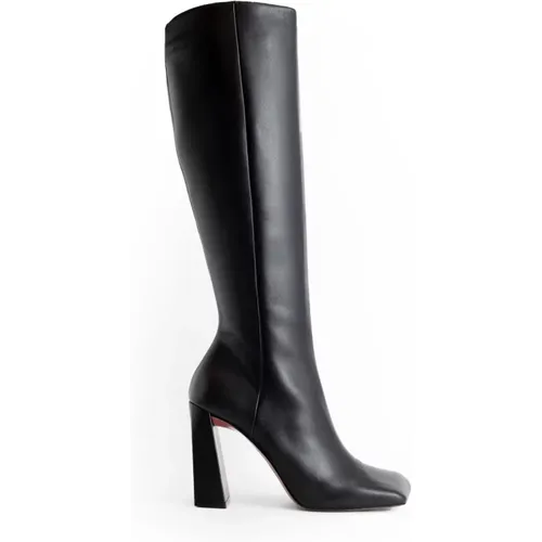 Marine Nappa Boots with 95mm Block Heel , female, Sizes: 8 UK, 3 UK - Amina Muaddi - Modalova