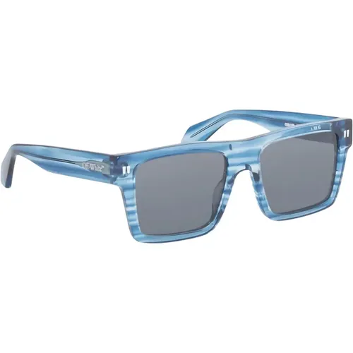 Lawton Sonnenbrille Blau Gestreift Graue Gläser - Off White - Modalova