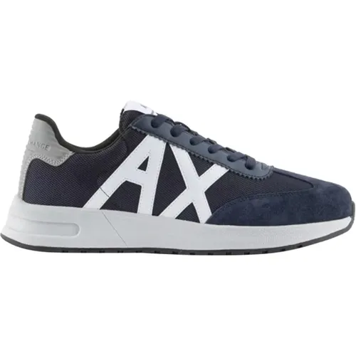 Round Toe Rubber Sole Lace-up Sneakers , male, Sizes: 6 UK - Armani Exchange - Modalova