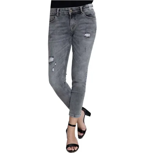 Anita Grey Cropped Jeans with Vintage Details , female, Sizes: W28, W29, W32, W24, W31 - Zhrill - Modalova