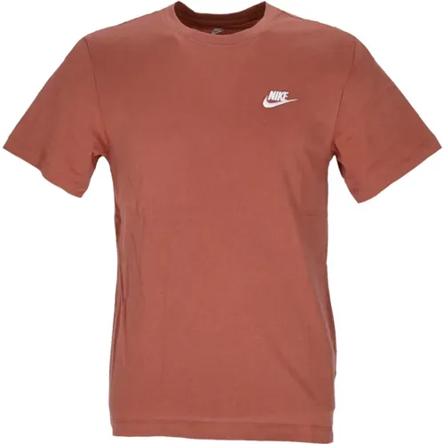 Club Tee Mineral Clay/Weiß Kurzarm , Herren, Größe: L - Nike - Modalova