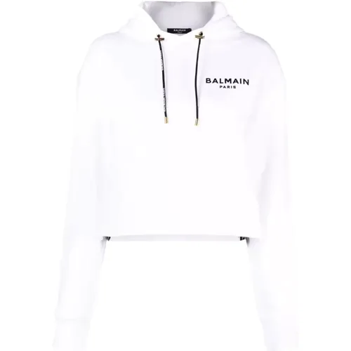 Flock detail hoodie , female, Sizes: M, L, XS - Balmain - Modalova