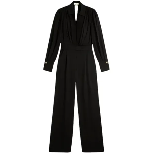 V-neck Jumpsuit with Button Details , female, Sizes: XS, S - Suncoo - Modalova