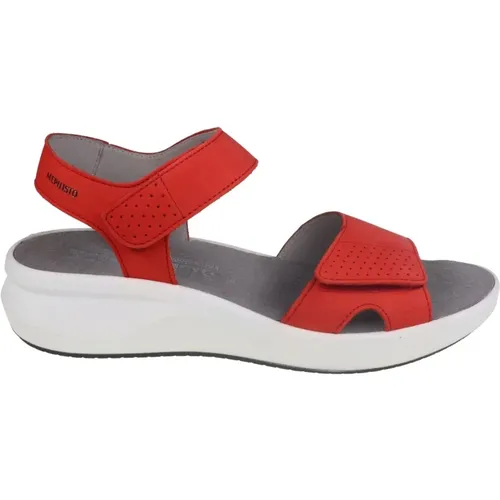 Roter Slip-On Sandale mit Soft-Air Zwischensohle , Damen, Größe: 37 EU - mephisto - Modalova