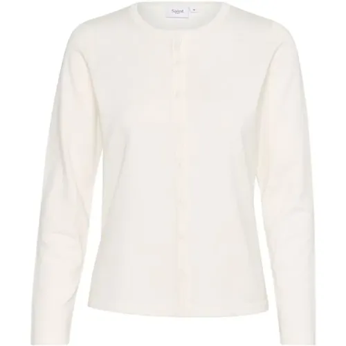 R-Neck Cardigan Ice , female, Sizes: S, XL, L, 2XL - Saint Tropez - Modalova