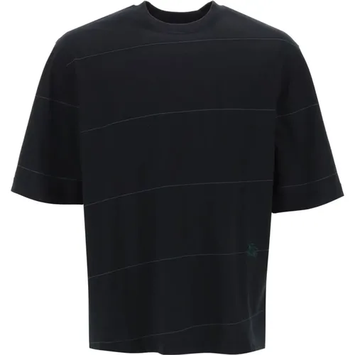 Striped t-shirt with ekd embroidery , male, Sizes: 2XL, XL, L, M - Burberry - Modalova