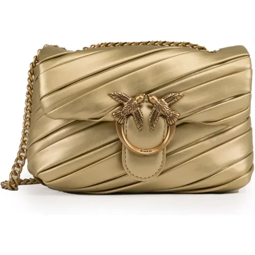 Golden Shoulder Bag Love Birds Metal , female, Sizes: ONE SIZE - pinko - Modalova